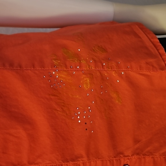 VTG APPLE BOTTOMS Coral Button Down Off Shoulder Babydoll Blouse XL - Picture 3 of 12